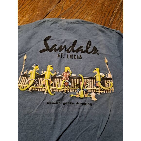 New Vintage 04 DuckCo Gecko Bar TShirt Sandals St Lucia Small Funny Novelty Tee - Picture 1 of 3